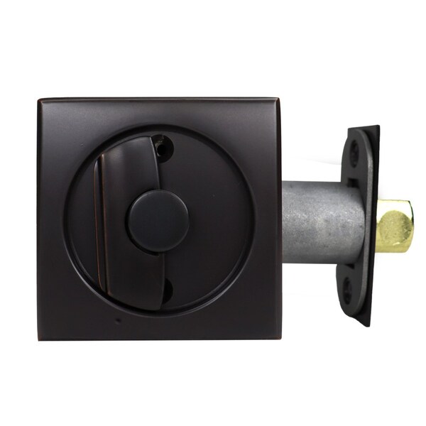 Emtek Square Privacy Pocket Door Tubular Lock w/Privacy Strike Plate and Dust Box Oil Rubbed Bronze Finish 2135US10B - main